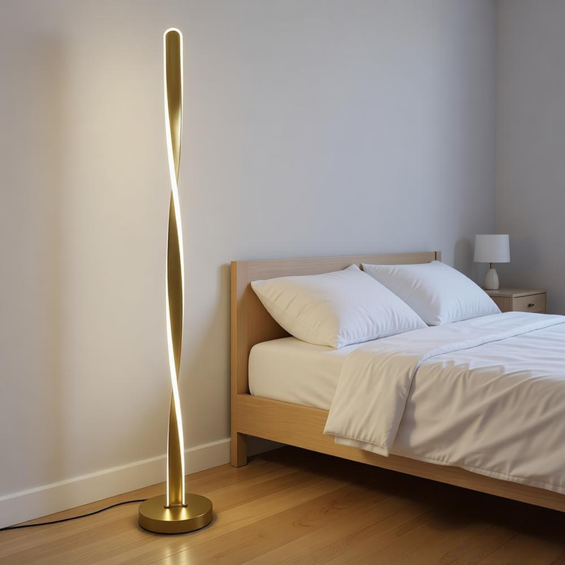 342-000143 Φωτιστικό δαπέδου Jounko pakoworld led χρυσό μεταλλικό Φ20x130εκ - Image 1