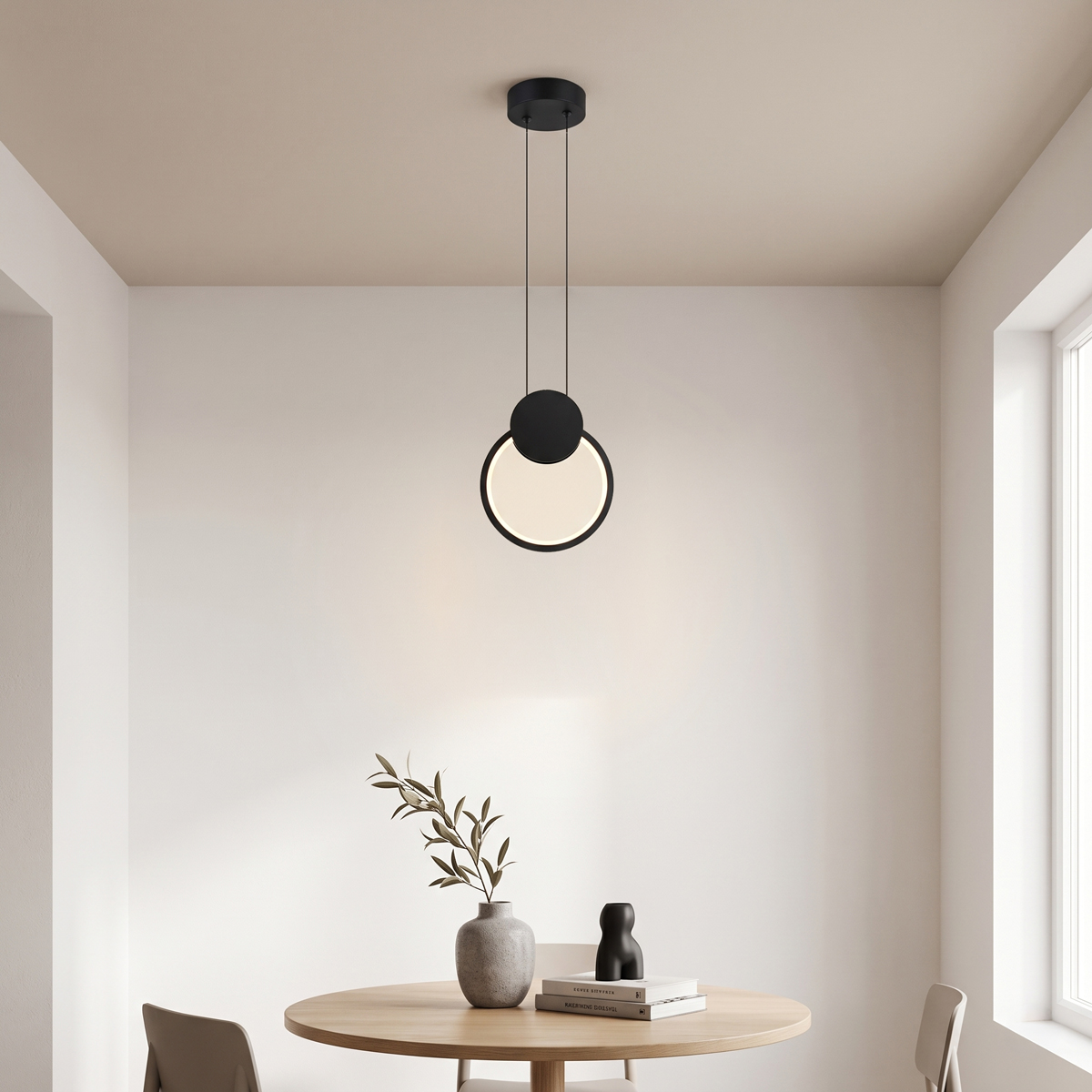 342-000146 Φωτιστικό οροφής Ganden pakoworld led μαύρο μεταλλικό Φ26,5x20εκ - Image 1