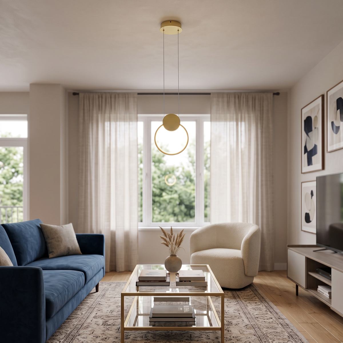 342-000147 Φωτιστικό οροφής Ganden pakoworld led χρυσό μεταλλικό Φ26,5x20εκ - Image 1