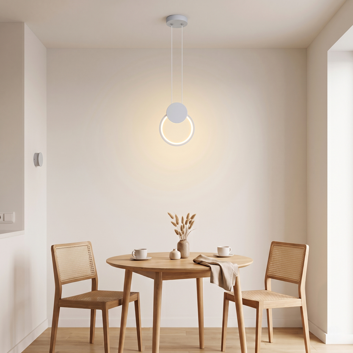 342-000148 Φωτιστικό οροφής Ganden pakoworld led λευκό μεταλλικό Φ26,5x20εκ - Image 1