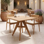 Τραπέζι Cadrada pakoworld teak ξύλο σε φυσική απόχρωση 80x80x76εκ