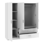 Ντουλάπα τρίφυλλη Royal pakoworld με συρτάρια λευκό 150x58x177εκ - Image 2