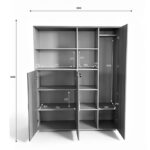 Βιβλιοθήκη γραφείου Stark pakoworld σε oak-μπεζ απόχρωση 160x40x200εκ - Image 5