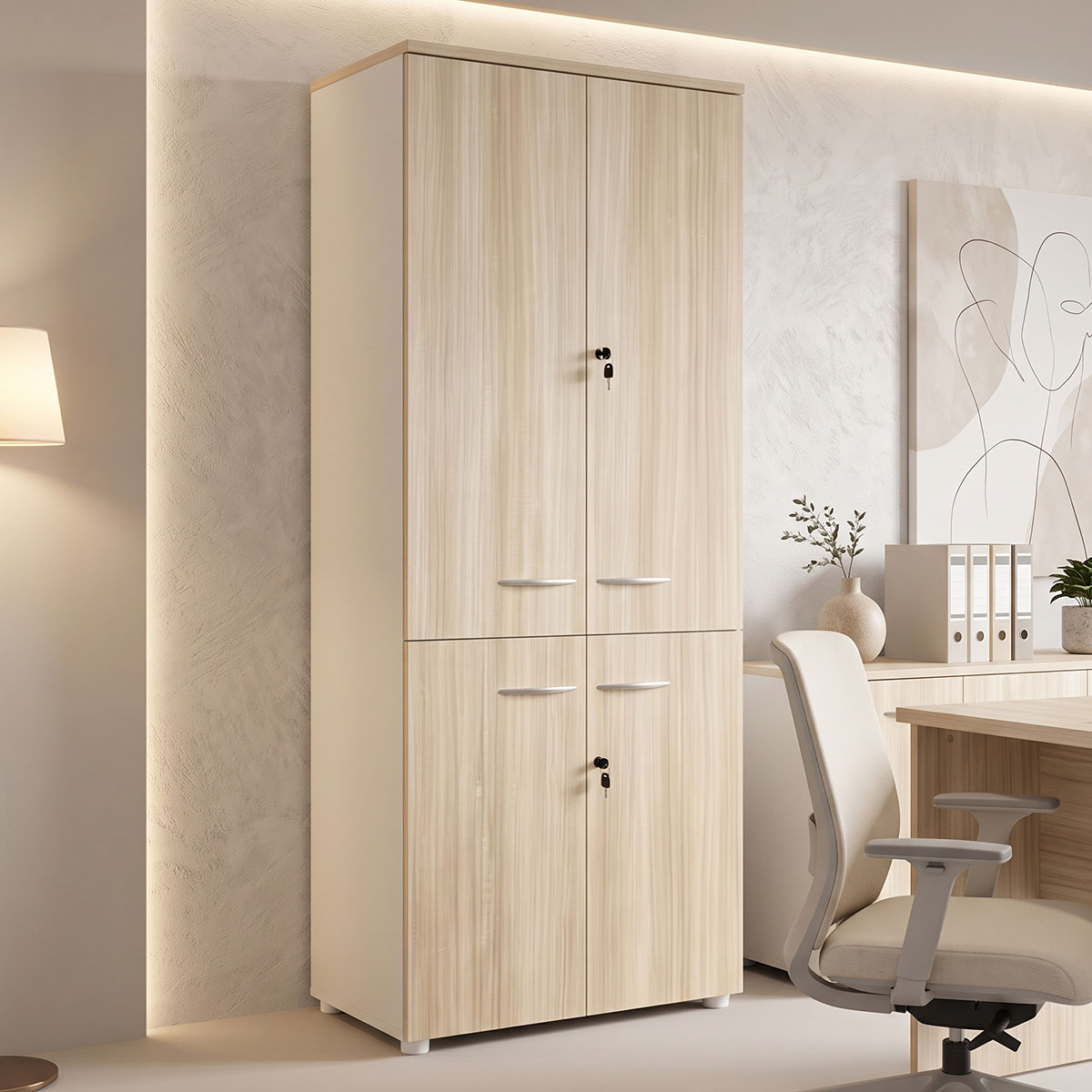 367-000034 Ντουλάπα γραφείου Stark pakoworld σε oak-μπεζ 80x40x200εκ - Image 1
