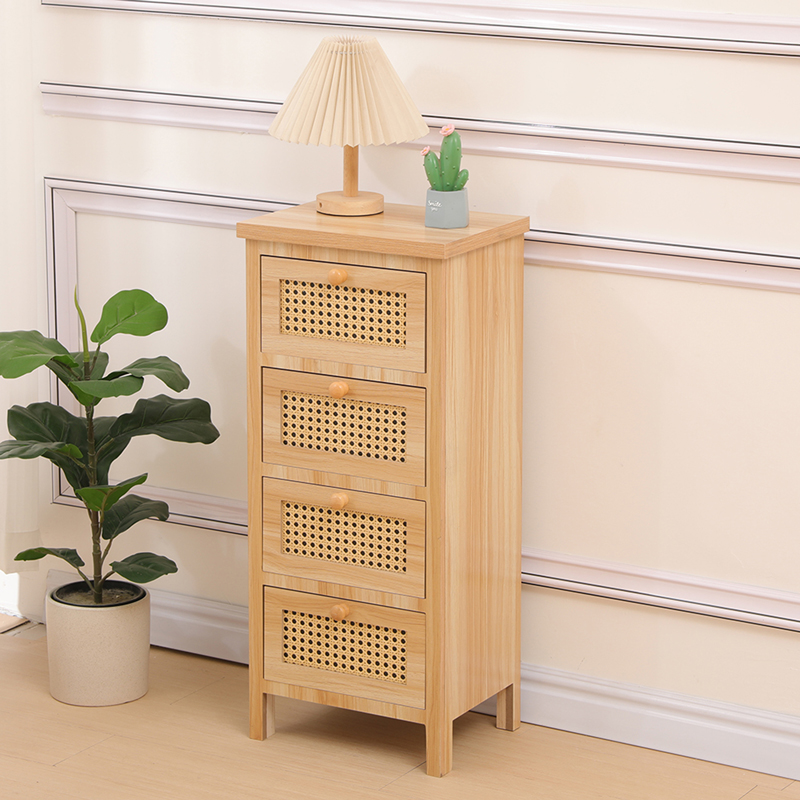 370-000039 Συρταριέρα Scandy pakoworld ξύλο πεύκου-rattan σε φυσική απόχρωση 34.5x26x78.5εκ - Image 1