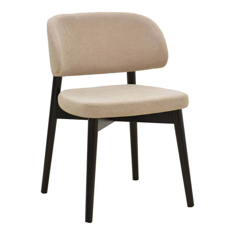 381-000017 Καρέκλα Siena pakoworld μπεζ ύφασμα μαύρο rubberwood 48x50x81εκ - Image 1