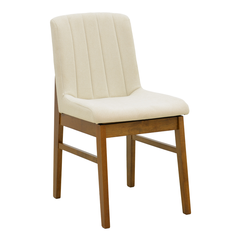 381-000020 Καρέκλα Dalby pakoworld εκρού ύφασμα καρυδί rubberwood 50x45x85,5εκ - Image 1