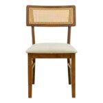 Καρέκλα Raffles pakoworld καρυδί rubberwood με pe rattan και εκρού ύφασμα 47x48x83.5εκ - Image 4