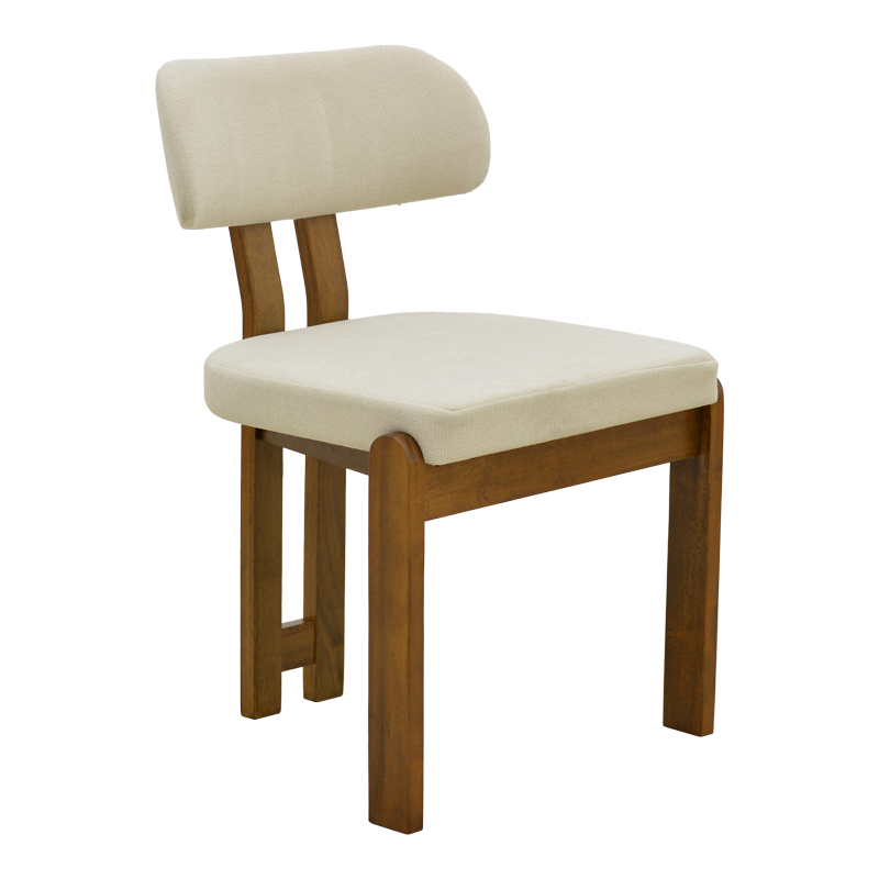 381-000024 Καρέκλα Genoa pakoworld καρυδί rubberwood και εκρού ύφασμα 50x43x82εκ - Image 1