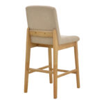 Σκαμπό μπαρ Dalby pakoworld sonoma rubberwood και μπεζ ύφασμα 50x45x102,5εκ - Image 2