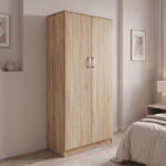 Ντουλάπα δίφυλλη Athos pakoworld σε Sonoma απόχρωση 80x42x180εκ