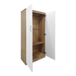 Ντουλάπα δίφυλλη Athos pakoworld σε sonoma-λευκή απόχρωση 80x42x180εκ - Image 3