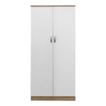 Ντουλάπα δίφυλλη Athos pakoworld σε sonoma-λευκή απόχρωση 80x42x180εκ - Image 5