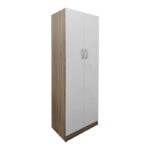 Ντουλάπα δίφυλλη Athos pakoworld σε sonoma-λευκή απόχρωση 60x42x180εκ - Image 2