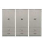 Ντουλάπα εξάφυλλη με συρτάρια Athos pakoworld λευκή 240x42x180εκ - Image 2