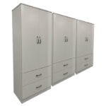 Ντουλάπα εξάφυλλη με συρτάρια Athos pakoworld λευκή 240x42x180εκ - Image 3