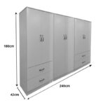 Ντουλάπα εξάφυλλη Athos pakoworld λευκή 240x42x180εκ - Image 4