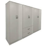 Ντουλάπα εξάφυλλη Athos I pakoworld λευκή 240x42x180εκ - Image 3