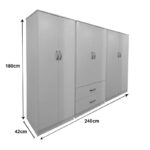 Ντουλάπα εξάφυλλη Athos I pakoworld λευκή 240x42x180εκ - Image 4