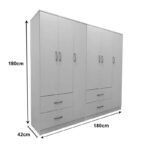 Ντουλάπα εξάφυλλη Athos pakoworld λευκή 180x42x180εκ - Image 4