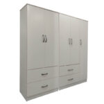 Ντουλάπα πεντάφυλλη Athos pakoworld λευκή 170x42x180εκ - Image 2