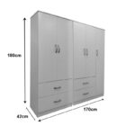 Ντουλάπα πεντάφυλλη Athos pakoworld λευκή 170x42x180εκ - Image 4