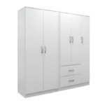 Ντουλάπα πεντάφυλλη Athos I pakoworld λευκή 170x42x180εκ - Image 2