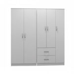 Ντουλάπα πεντάφυλλη Athos I pakoworld λευκή 170x42x180εκ - Image 3