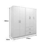 Ντουλάπα πεντάφυλλη Athos I pakoworld λευκή 170x42x180εκ - Image 4