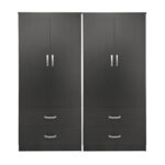 Ντουλάπα τετράφυλλη με συρτάρια Athos pakoworld wenge 160x42x180εκ - Image 3