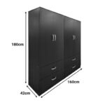 Ντουλάπα τετράφυλλη με συρτάρια Athos pakoworld wenge 160x42x180εκ - Image 4