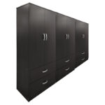 Ντουλάπα εξάφυλλη με συρτάρια Athos pakoworld wenge 240x42x180εκ - Image 2