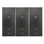 Ντουλάπα εξάφυλλη με συρτάρια Athos pakoworld wenge 240x42x180εκ - Image 3