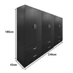 Ντουλάπα εξάφυλλη με συρτάρια Athos pakoworld wenge 240x42x180εκ - Image 4