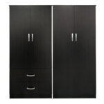 Ντουλάπα τετράφυλλη Athos pakoworld wenge 160x42x180εκ - Image 3