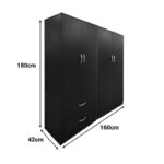 Ντουλάπα τετράφυλλη Athos pakoworld wenge 160x42x180εκ - Image 4