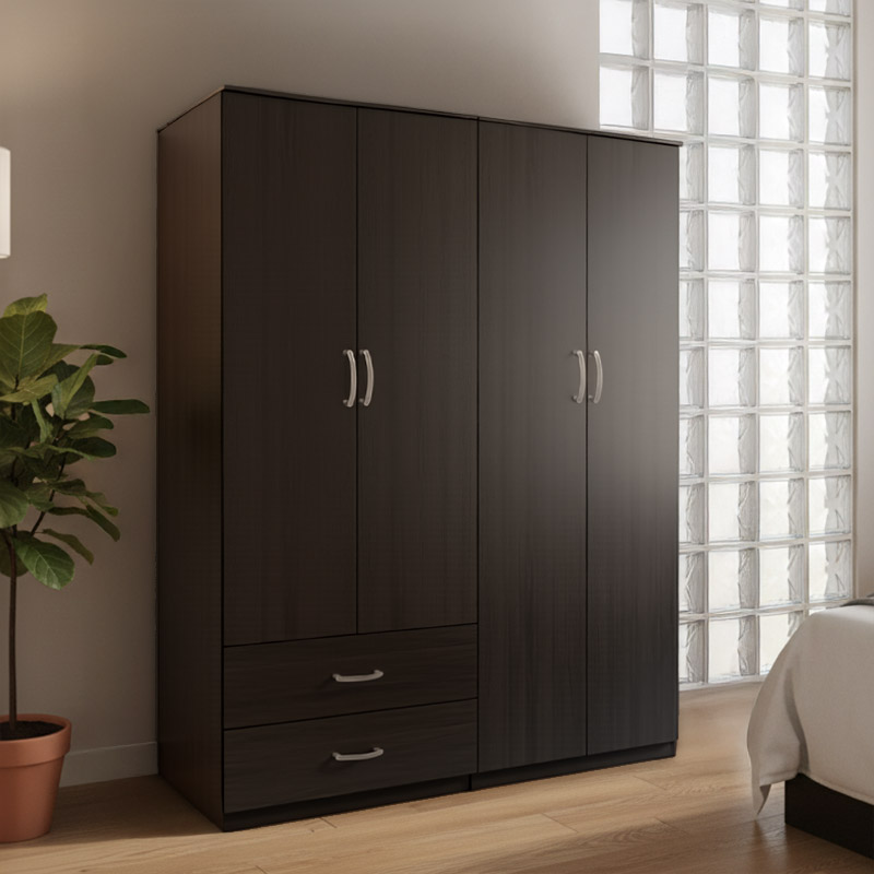 383-000192 Ντουλάπα τετράφυλλη Athos pakoworld wenge 160x42x180εκ - Image 1