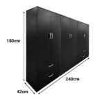 Ντουλάπα εξάφυλλη Athos pakoworld wenge 240x42x180εκ - Image 4
