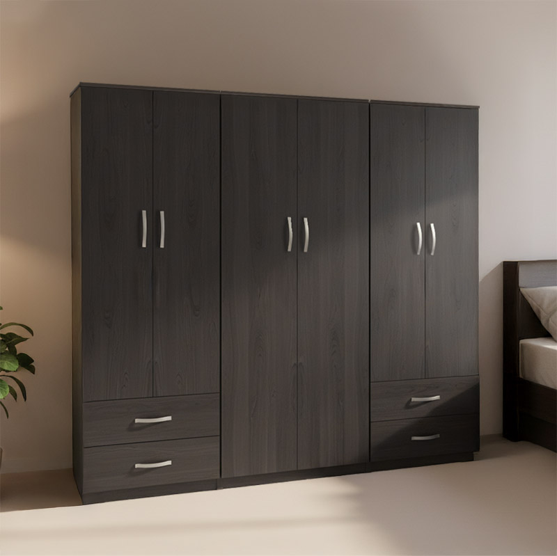 383-000193 Ντουλάπα εξάφυλλη Athos pakoworld wenge 240x42x180εκ - Image 1
