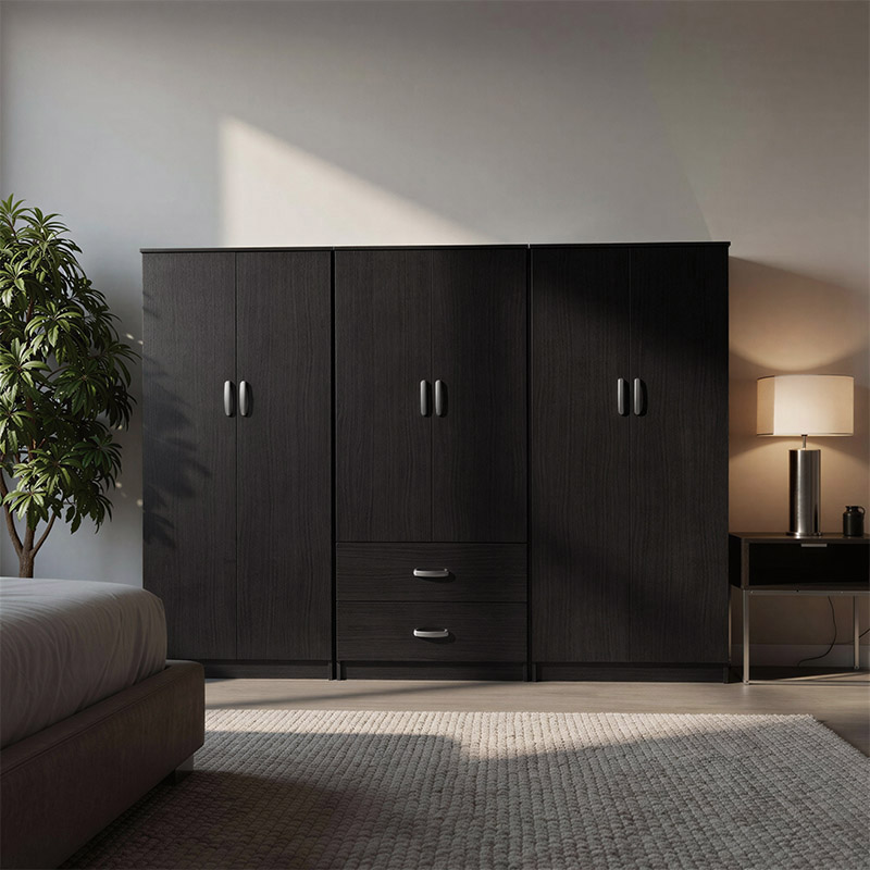 383-000194 Ντουλάπα εξάφυλλη Athos Ι pakoworld wenge 240x42x180εκ - Image 1