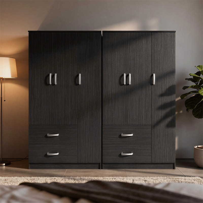 383-000195 Ντουλάπα εξάφυλλη Athos pakoworld wenge 180x42x180εκ - Image 1