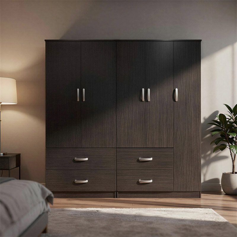 383-000196 Ντουλάπα πεντάφυλλη Athos pakoworld wenge 170x42x180εκ - Image 1
