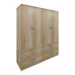 Ντουλάπα τετράφυλλη με συρτάρια Athos pakoworld sonoma 160x42x180εκ - Image 3