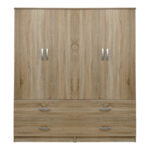 Ντουλάπα τετράφυλλη με συρτάρια Athos pakoworld sonoma 160x42x180εκ - Image 4