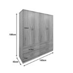 Ντουλάπα τετράφυλλη με συρτάρια Athos pakoworld sonoma 160x42x180εκ - Image 5