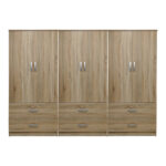 Ντουλάπα εξάφυλλη με συρτάρια Athos pakoworld sonoma 240x42x180εκ - Image 3