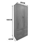 Ντουλάπα εξάφυλλη με συρτάρια Athos pakoworld sonoma 240x42x180εκ - Image 4