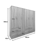 Ντουλάπα εξάφυλλη Athos pakoworld sonoma 180x42x180εκ - Image 5