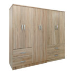 Ντουλάπα εξάφυλλη Athos pakoworld Sonoma 200.5x42x180εκ - Image 2