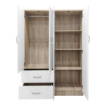 Ντουλάπα οχτάφυλλη Athos pakoworld sonoma-λευκή 241x42x181εκ - Image 2
